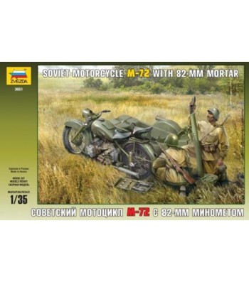 1:35 Soviet Motorcycle M-72 With 82mm Mortar